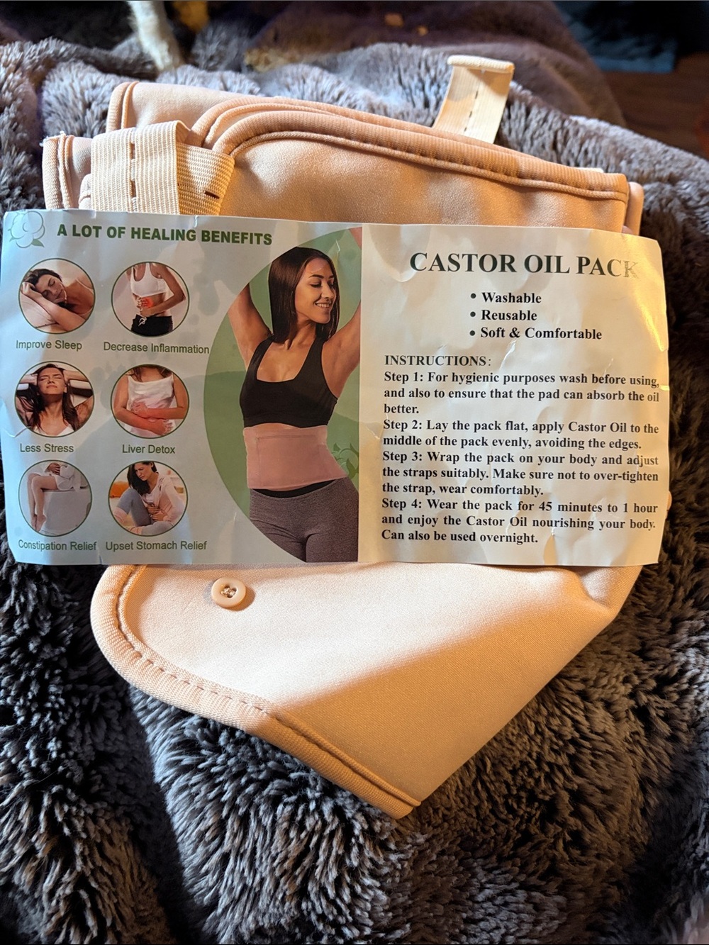 Castor Oil Pack Wrap - Beige Women’s Therapeutic Abdominal Wrap